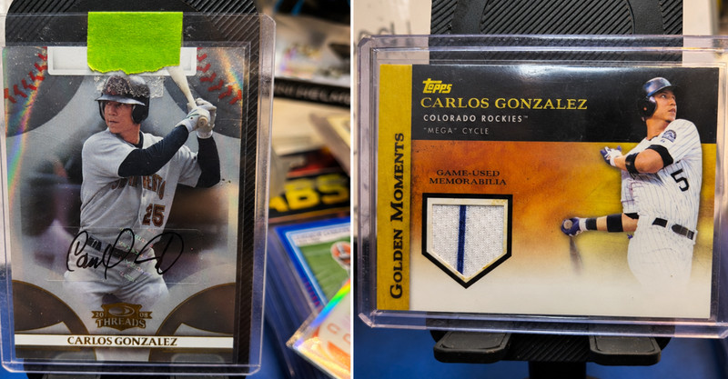 2008 Donruss #82 auto numbered 258/975 Carlos Gonzalez  And game patch card🔥
