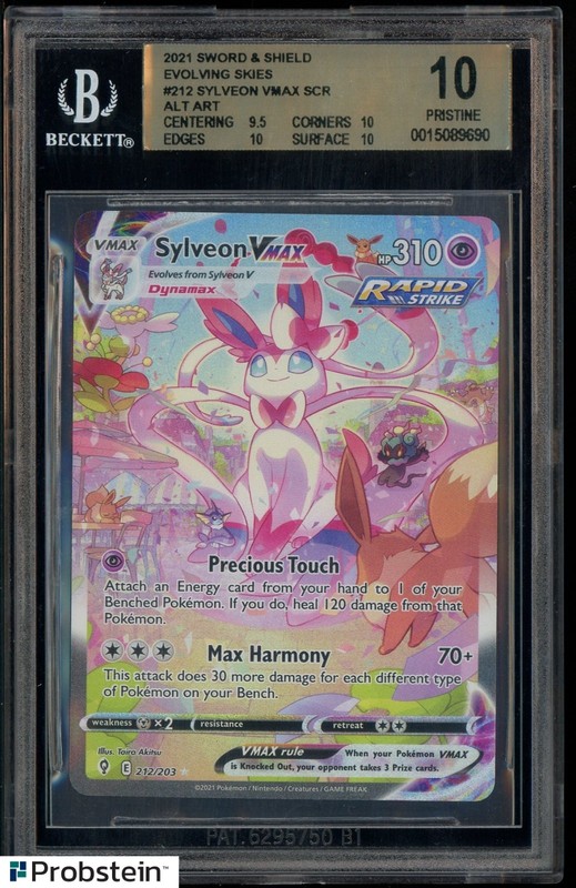 2021 Pokemon SWSH Evolving Skies Secret #212 FA Sylveon VMAX BGS 10 PRISTINE