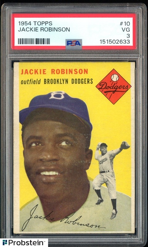 1954 Topps #10 Jackie Robinson Brooklyn Dodgers HOF PSA 3 VG