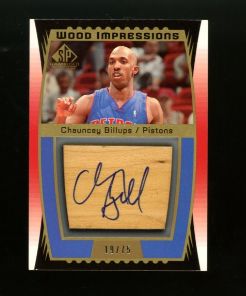 2004 Sp Game Used Chauncey Billups Wood Impressions Auto /75