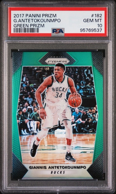 2017 Panini Prizm Giannis Antetokounmpo #182 Green Bucks PSA 10 Gem Mint