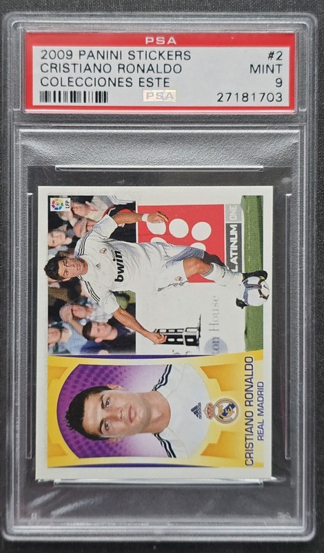 2009 Panini Stickers #2 Cristiano Ronaldo Colecciones Este PSA 9 MINT 🔥 🔥 🔥 