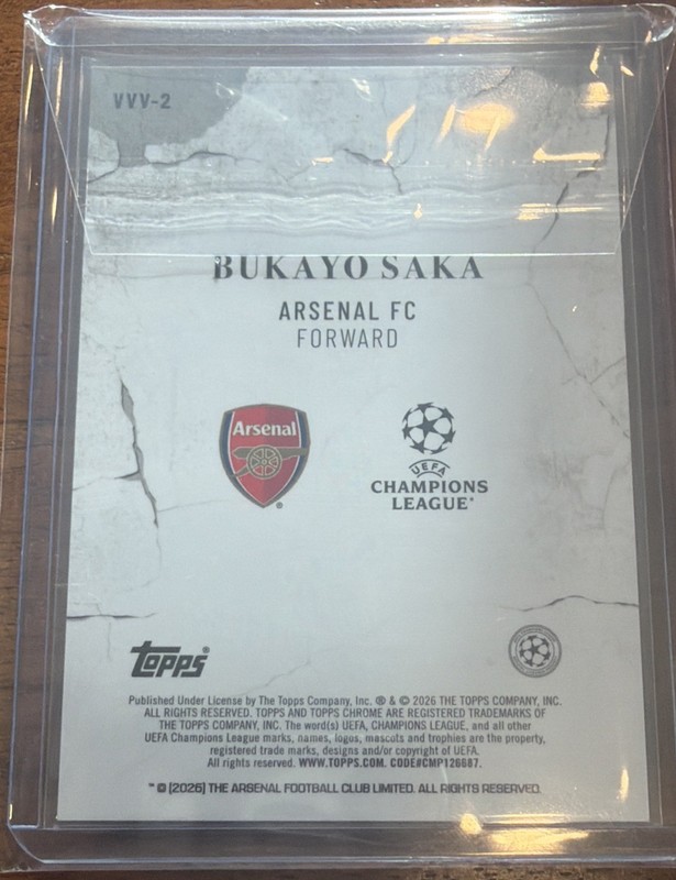 Topps 2026 Topps Chrome Veni Vidi Vici #VVV-2 Bukayo Saka Arsenal - CASE HIT view 2