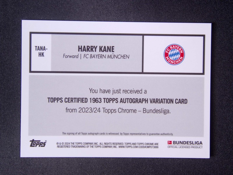 1/5≈1/1 2023-24 Topps Chrome UEFA Harry Kane Auto Black Lazer Red Refractor view 2