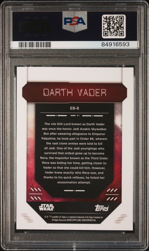 2023 TOPPS STAR WARS FINEST DARTH VADER EXTENDED BASE #EB8 PSA 10 view 2