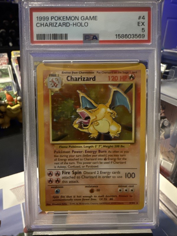 1999 Pokémon Base Set Unlimited Charizard — PSA 5 Holo 4/102🔥