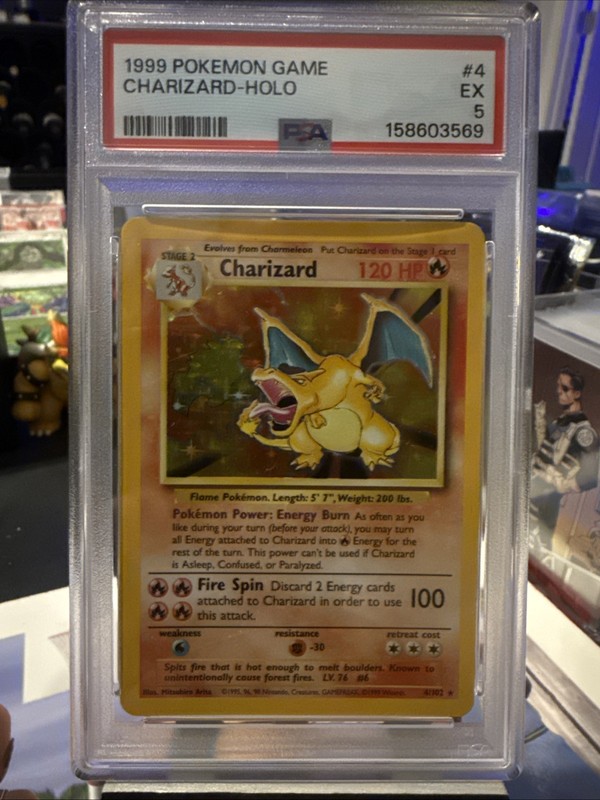 1999 Pokémon Base Set Unlimited Charizard — PSA 5 Holo 4/102🔥 view 2