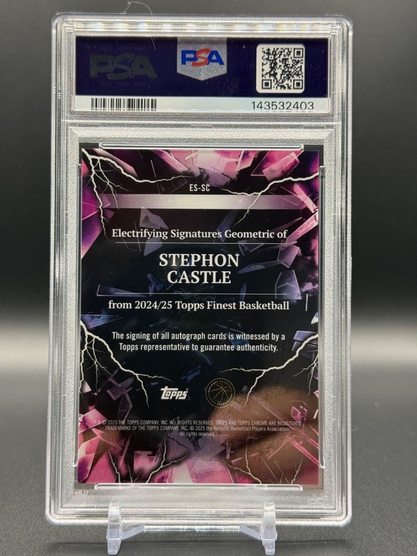 2024 TOPPS FINEST STEPHON CASTLE  ELECTRIFYING SIGNATURES #ESSC PSA 9 Auto 10 view 2