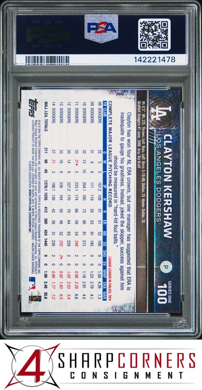 2015 TOPPS #100 CLAYTON KERSHAW DODGERS PSA 10 view 2