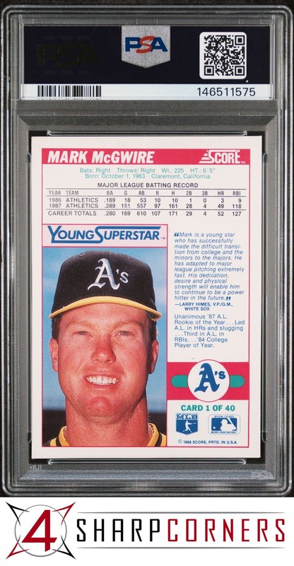 1988 SCORE YOUNG SUPERSTARS SERIES 1 #1 MARK McGWIRE ATHLETICS PSA 10 view 2