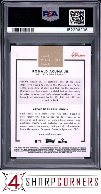 2021 TOPPS GAME WITHIN THE GAME #1 RONALD ACUNA JR. PSA 10 view 2