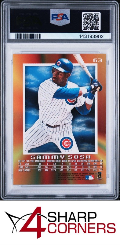 1997 SKYBOX E-X 2000 #63 SAMMY SOSA CUBS PSA 9 view 2