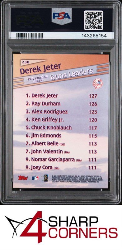 1999 TOPPS #230 DEREK JETER YANKEES HOF PSA 10 view 2