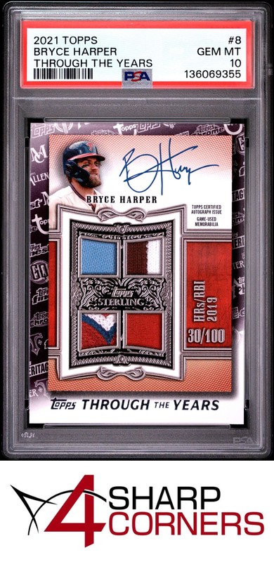 2021 TOPPS THROUGH THE YEARS #8 BRYCE HARPER PSA 10