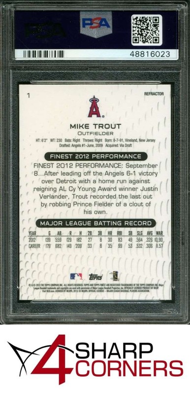 2013 FINEST XFRACTOR #1 MIKE TROUT ANGELS PSA 10 view 2