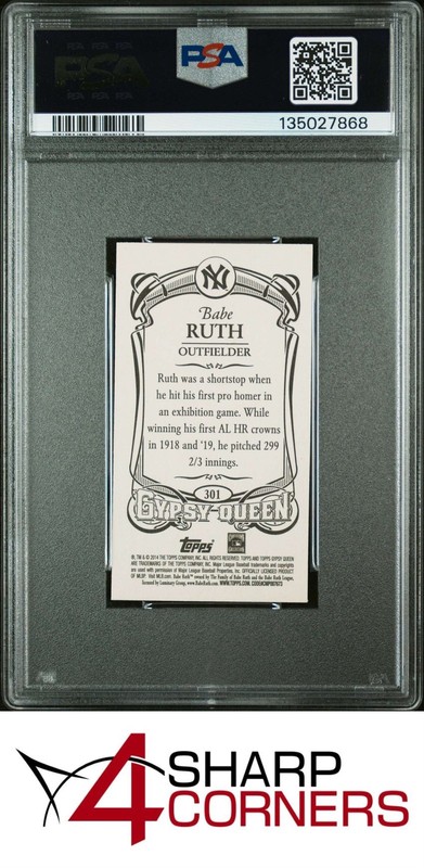 2014 TOPPS GYPSY QUEEN MINI #301 BABE RUTH HOF VARIATION POP 4 PSA 10 view 2