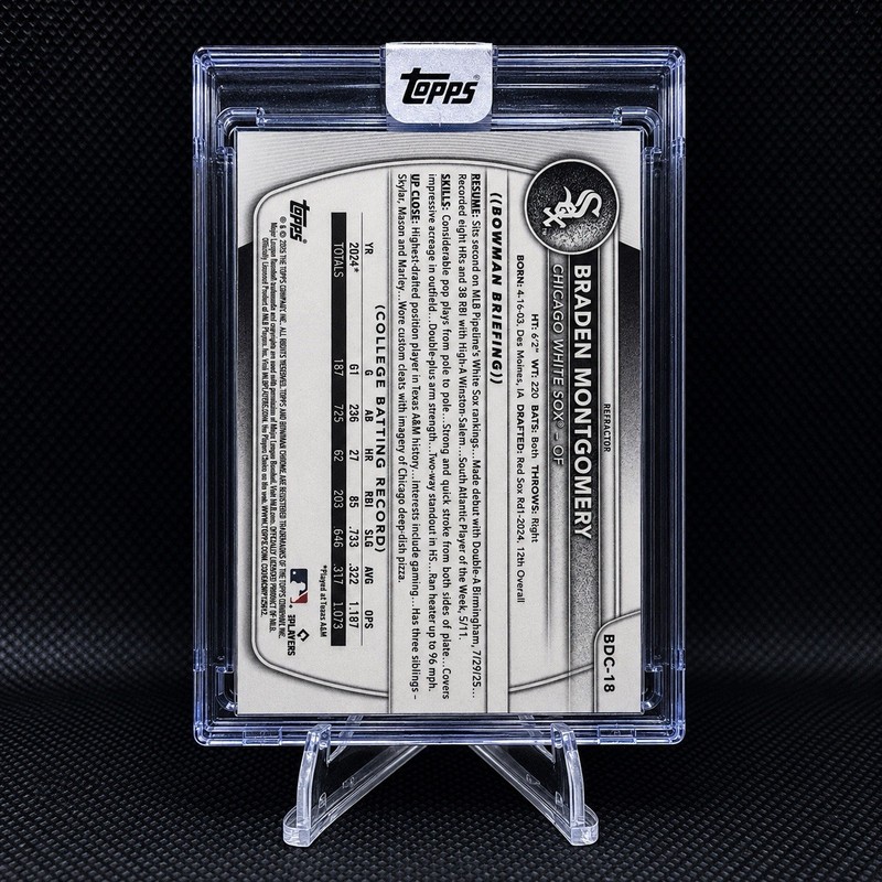 Braden Montgomery RARE ROOKIE SEALED REFRACTOR ENCASED CARD SSP BOWMAN SOX MINT view 2