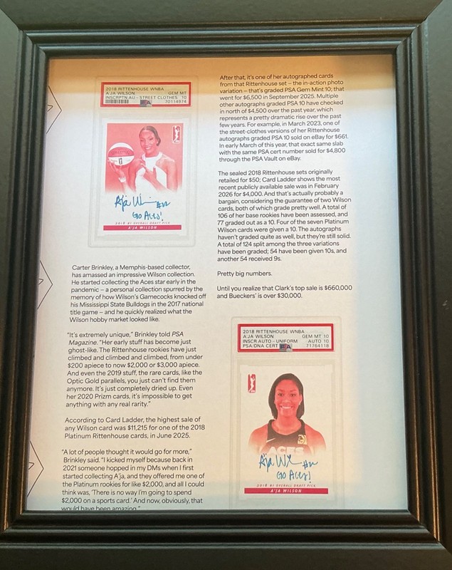 Aja Wilson PSA Cards WNBA Photo Print Ad Poster Art 8”x 10.5” view 2