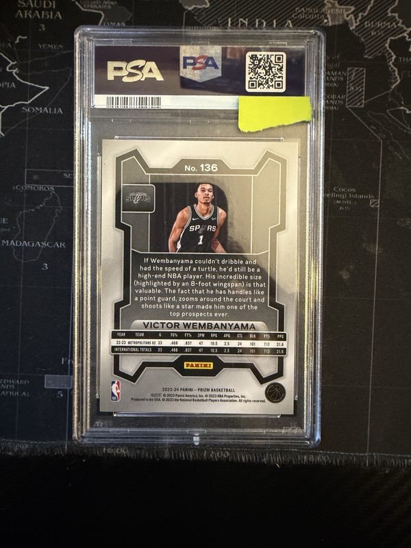 2023-24 Panini Prizm Victor Wembanyama #136 (RC) PSA 9 Mint Rookie view 2