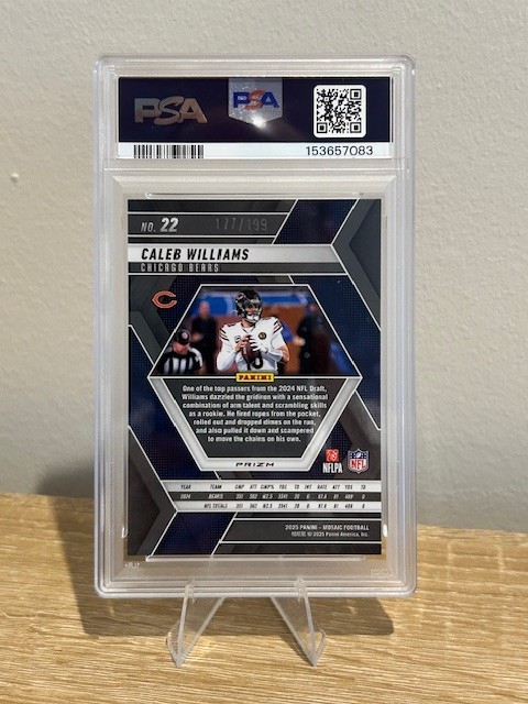 2025 Panini Mosaic Orange CALEB WILLIAMS #/199 PSA 10 CHICAGO BEARS COLOR MATCH view 2