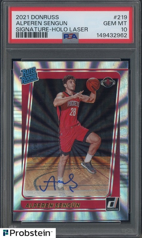 2021 Donruss Holo Laser #219 Alperen Sengun Rockets RC Rookie AUTO 4/99 PSA 10