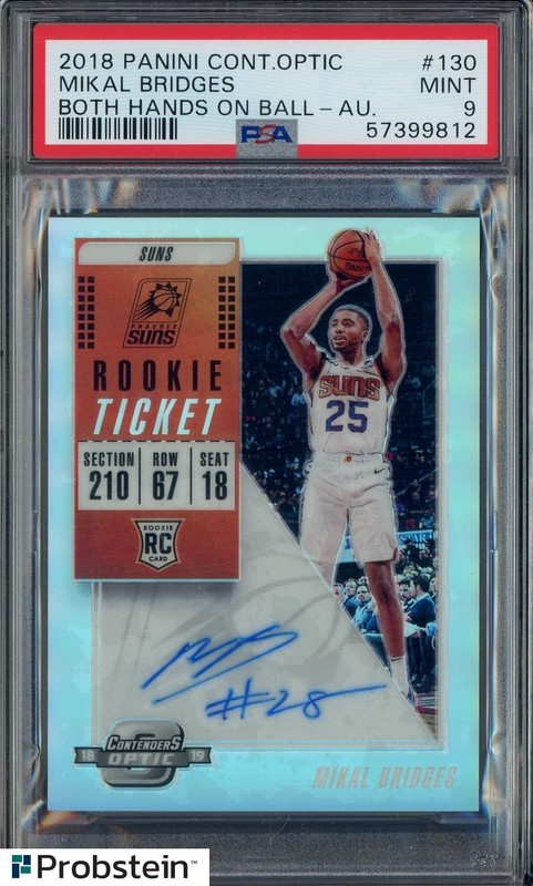 2018 Contenders Optic Rookie Ticket #130 Mikal Bridges RC AUTO PSA 9 MINT