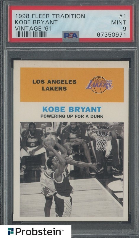 1998 Fleer Tradition Vintage '61 #1 Kobe Bryant Los Angeles Lakers HOF PSA 9