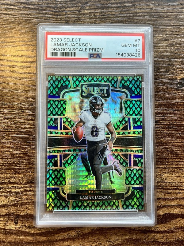 LAMAR JACKSON 2023 SELECT DRAGON SCALE /70 PSA 10 #7 RAVENS