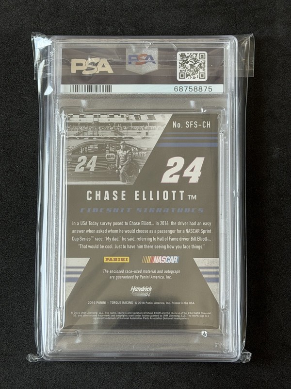 2016 Panini Torque Chase Elliott Firesuit Signat #SFS-CH RookieAuto /5 PSA 6 view 2