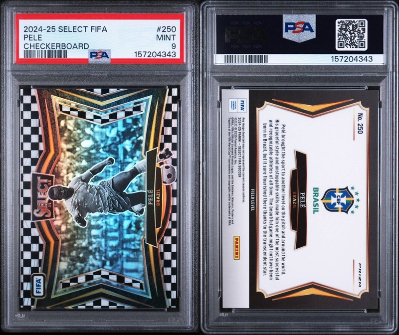 Pele 2024-25 Panini Select Fifa Black White Checkerboard Field Level Brazil view 2