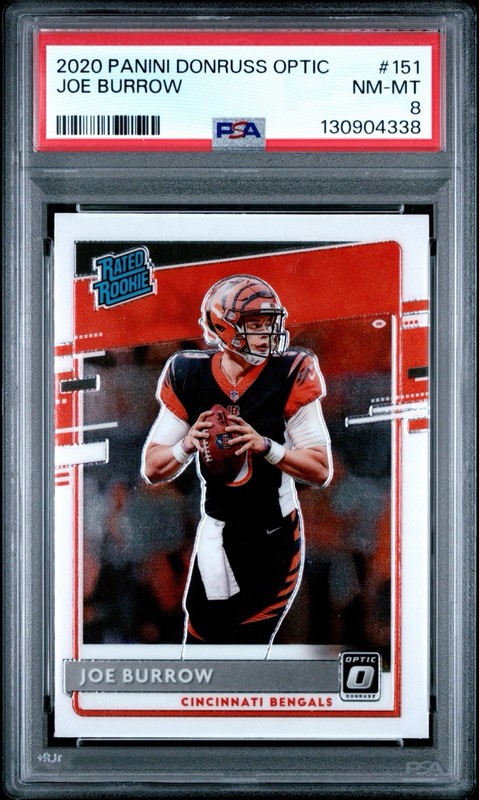 Joe Burrow 2020 Panini Donruss Optic Rated Rookie PSA 8 Cincinnati Bengals RC