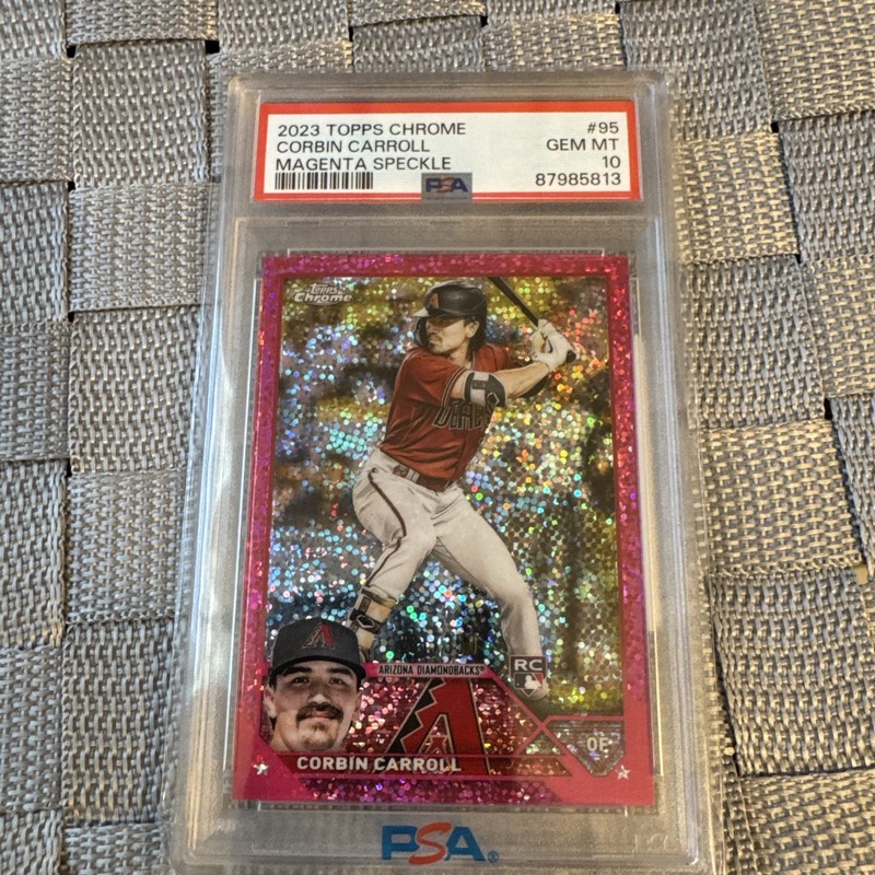 PSA 10-2023 Topps Chrome - Corbin Carroll #95 Magenta Speckle Refractor