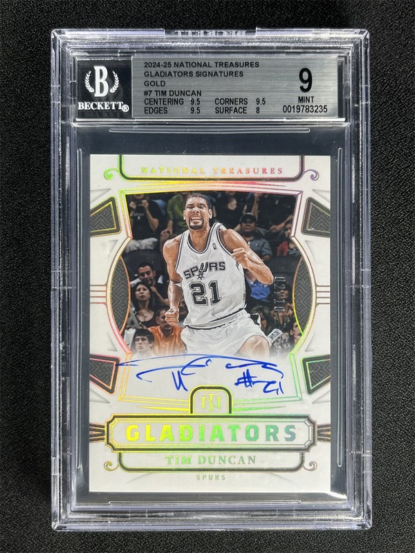 2024-25 Panini National Treasures Tim Duncan Gold Gladiators Auto /10 BGS 9 Mint