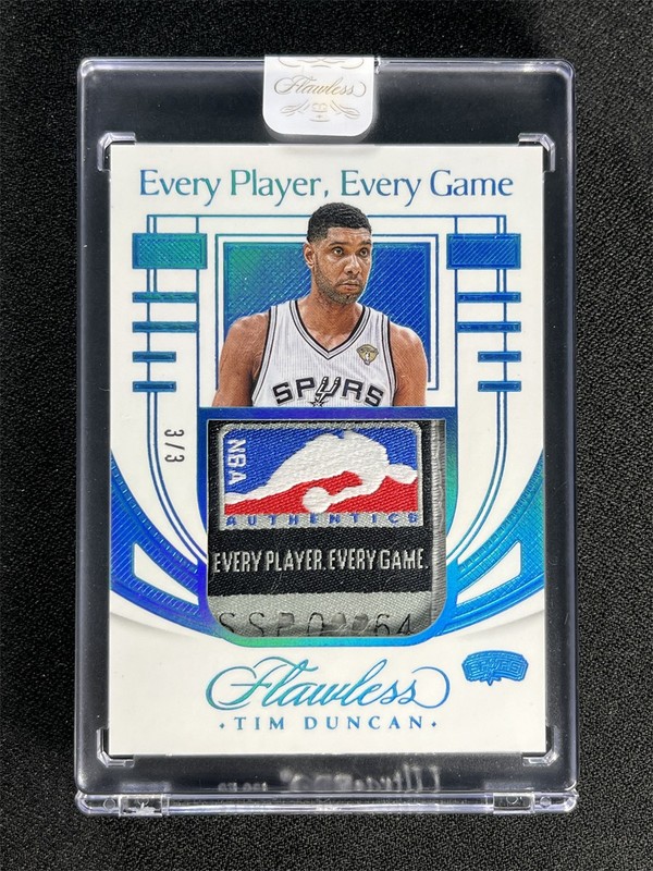 3/3 ! 2024-25 Flawless Tim Duncan Every Player, Every Game Logoman Tag Patch