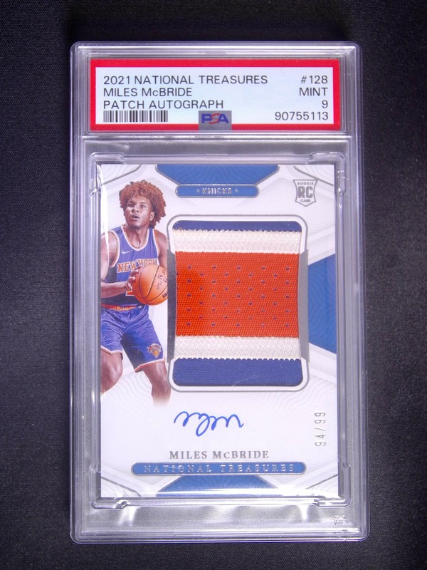 2021-22 Panini National Treasures Miles McBride #128 RC Patch Auto RPA /99 PSA 9