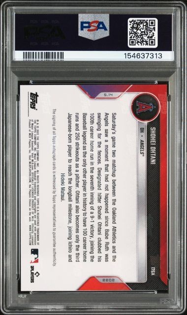 2022 MLB TOPPS NOW Shohei Ohtani On-Card Autograph Auto /99 PSA 9 #176A view 2