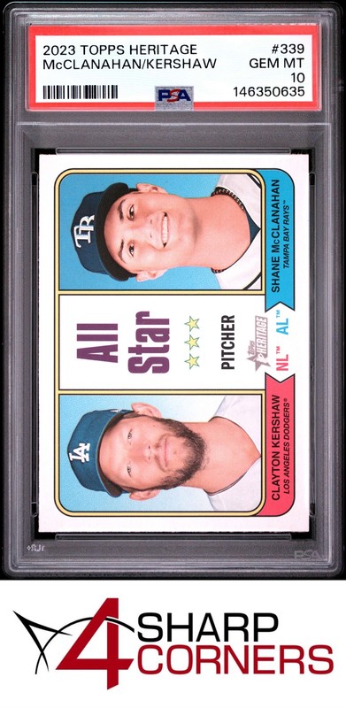 2023 TOPPS HERITAGE #339 CLAYTON KERSHAW POP 3 PSA 10