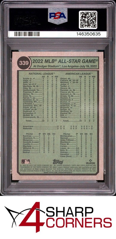 2023 TOPPS HERITAGE #339 CLAYTON KERSHAW POP 3 PSA 10 view 2