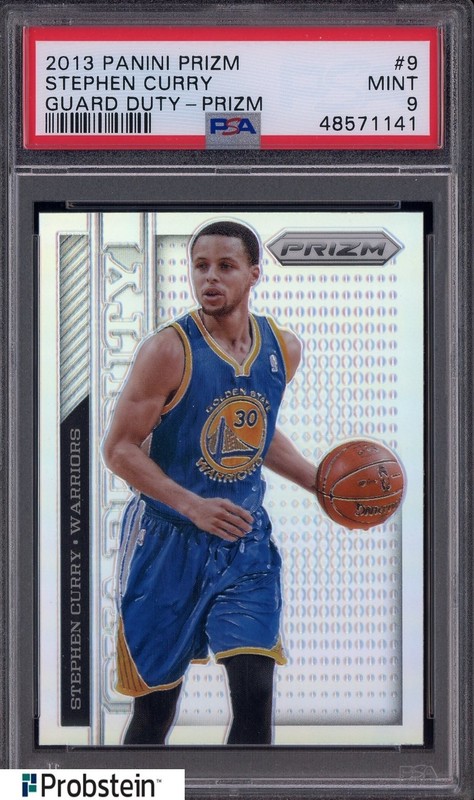 2013-14 Panini Silver Prizm Guard Duty #9 Stephen Curry Warriors PSA 9 MINT