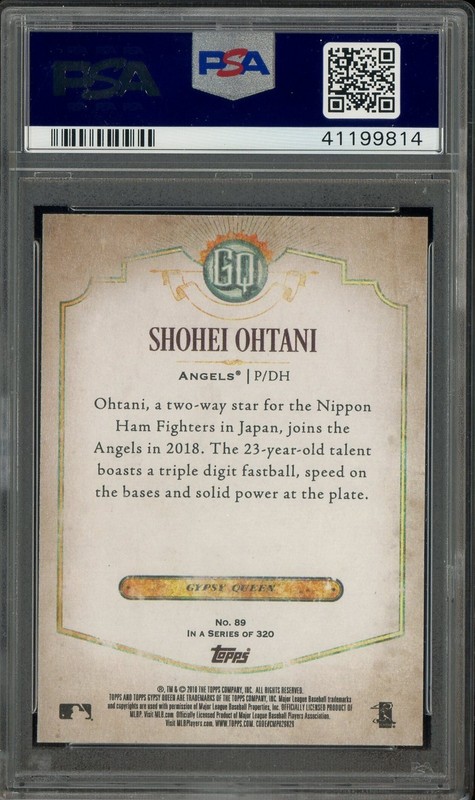 2018 Topps Gypsy Queen #89 Shohei Ohtani Angels RC Rookie PSA 10 GEM MINT view 2