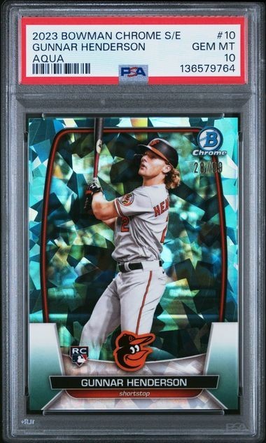 2023 Bowman Chrome Sapphire #10 Gunnar Henderson Aqua /99 Rookie PSA 10 Orioles