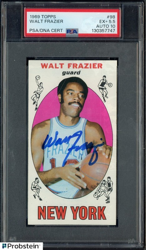 1969 Topps Basketball #98 Walt Frazier RC Rookie HOF PSA 5.5 PSA/DNA 10 AUTO