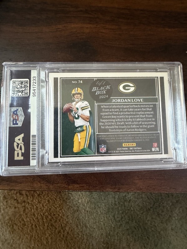 2024 Panini Black Box 1/1 Jordan Love Rookie Auto Panini One  PSA 8 Auto 10  view 2