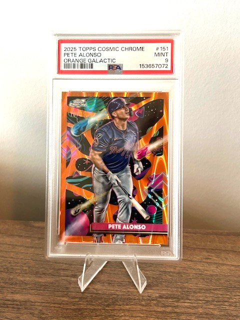 2025 Topps Chrome Cosmic #151 Pete Alonso Orange Galactic Refractor #/25 PSA 9