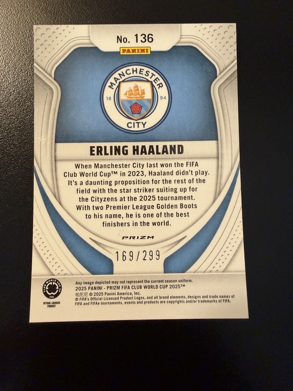 2025 Panini Prizm FIFA Club World Cup ERLING HAALAND Red Pulsar Prizm /299 #136 view 2