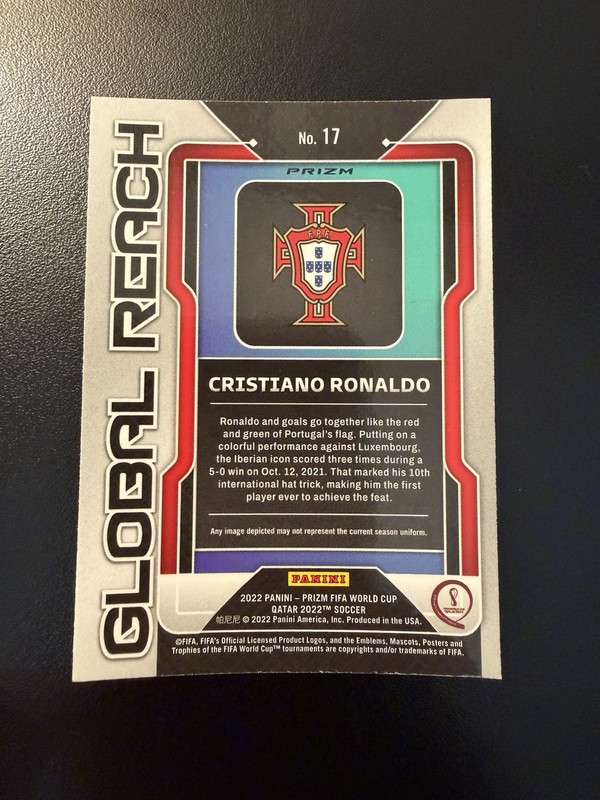 Cristiano Ronaldo 2022 Panini Prizm FIFA World Cup Qatar Global Reach Silver #17 view 2
