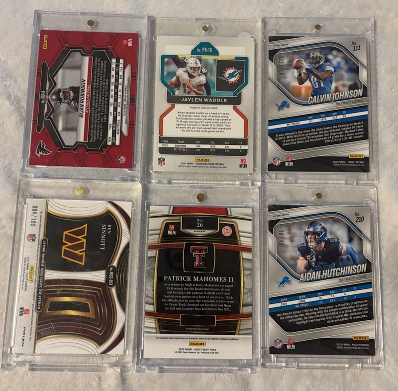 Panini Prizm/Select/Certified 2022 NFL 6-Card Lot RC Auto Waddle Mahomes MINT view 2