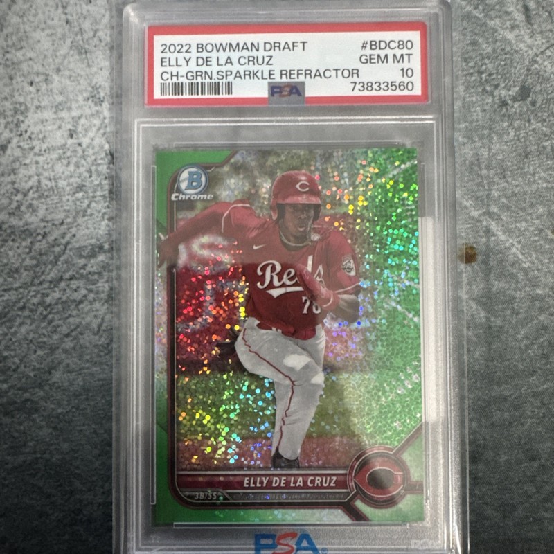 PSA 10-2022 Bowman Draft - Chrome Elly De La Cruz #BDC-80 Green Sparkle /99