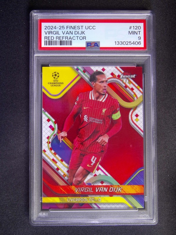 4/5 JSY# 1/1 2024-25 Topps Finest Virgil van Dijk #120 Red Refractor PSA 9
