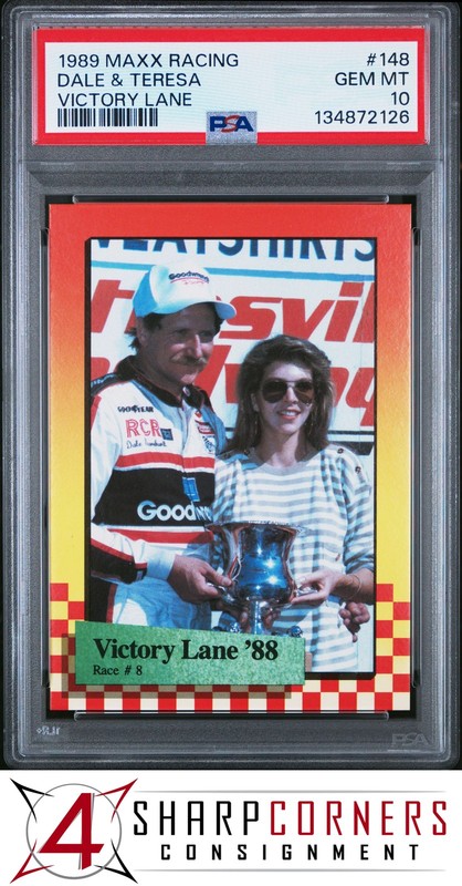 1989 MAXX RACING #148 DALE & TERESA EARNHARDT VICTORY LANE PSA 10
